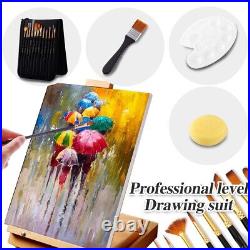 12 Pieces Artist Painting Brush Set Includes Zippered Carrying Case and Knife