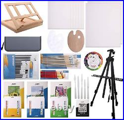 139pc Deluxe Artist Painting Set Aluminum, Wood Easels, Paint and Accessories