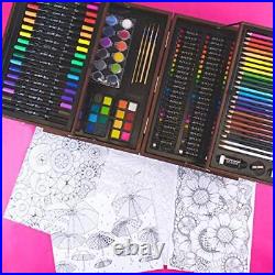 168 Piece Deluxe Art and Doodle Set in an Expandable Wood Carrying Case