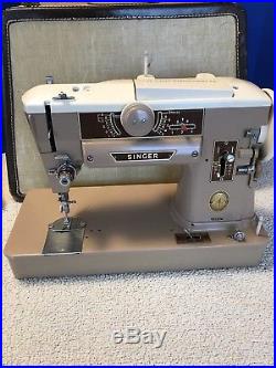 1959 Singer 401A Slant O Matic Sewing Machine Withcarry Case Attachments ++++