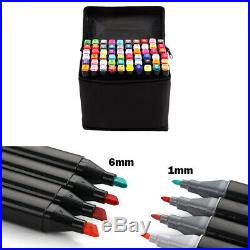 40 Colors Dual Tips Sketch Twin Marker Permanent Pens W Carrying Case Painting U