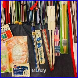 #4659 Lot of VTG knitting needles, carry case and supplies 150 PC