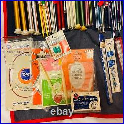 #4659 Lot of VTG knitting needles, carry case and supplies 150 PC