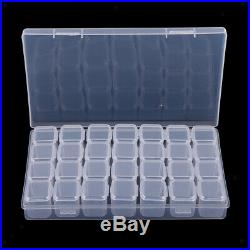 5x 28-Grids Clear Plastic Beads Storage Box Jewelry Nail Case Organizer