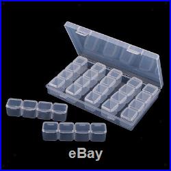 5x 28-Grids Clear Plastic Beads Storage Box Jewelry Nail Case Organizer
