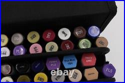 78 Spectrum Noir And Aqua Markers With Carry-Case Holds 72 6 Markers USED Art