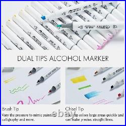 80-Piece Alcohol Brush Marker Set with Carrying Case Waterproof & Blendable