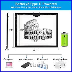 A3 LED Light Pad with Carry Bag, TOHETO Wireless Rechargeable Light Board Wit