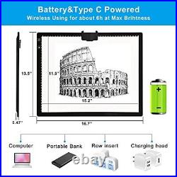 A3 LED Light Pad with Carry Bag, Wireless Rechargeable A3 with Bag (Black)