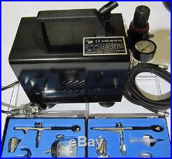 Airbrush Kit + Airbrush Compressor Air Brush With Eu 2 Pin Plug + Carry Case