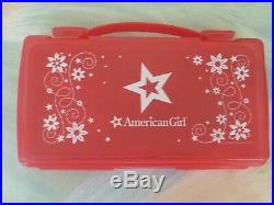 AMERICAN GIRL pink-red plastic craft accessories carrying case 3 sections H9 19
