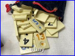 ANTOCHIA CRAFTS 4 Person Rummy Rummikub Set Wooden Racks Tiles Travel Case