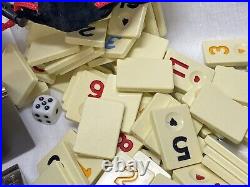 ANTOCHIA CRAFTS 4 Person Rummy Rummikub Set Wooden Racks Tiles Travel Case