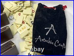 ANTOCHIA CRAFTS 4 Person Rummy Rummikub Set Wooden Racks Tiles Travel Case