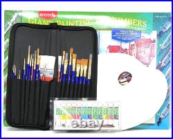 ART BUNDLE Acrylic Paint by Number Kit, Palette, & 26 Paint Brushes with Case