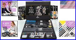 All-Inclusive 100-Piece Art Supply Set with Skill-Building Guide for Artists