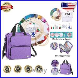 All-in-One Embroidery Kit with Multi-Pocket Storage and Carrying Case in Purple