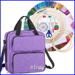 All-in-One Embroidery Kit with Multi-Pocket Storage and Carrying Case in Purple