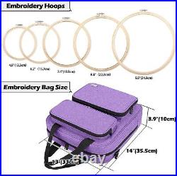 All-in-One Embroidery Kit with Multi-Pocket Storage and Carrying Case in Purple