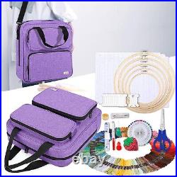 All-in-One Embroidery Kit with Multi-Pocket Storage and Carrying Case in Purple