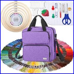 All-in-One Embroidery Kit with Multi-Pocket Storage and Carrying Case in Purple