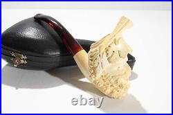 Antique Cad Meerschaum Hand Crafted Smoking Pipe With Carrying Case