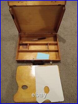 Antique Grumbacher 256 Artist Wooden Travel Case With Pallette And Pallete Knife