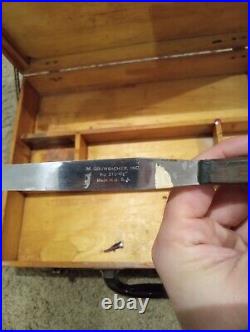 Antique Grumbacher 256 Artist Wooden Travel Case With Pallette And Pallete Knife