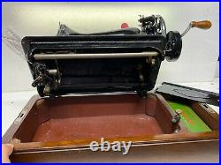 Antique Original Singer 99k Cast Iron Hand Crank Sewing Machine & Carry Case