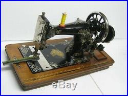 Antique Vintage Ward Brothers Cast Iron Hand Crank Sewing Machine & Carry Case
