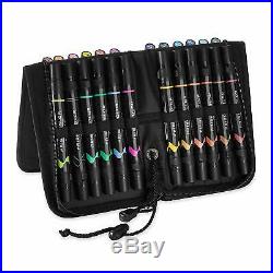Art Markers Double Ended Fine Brush Tip 24 Count Carrying Case Drawing Media