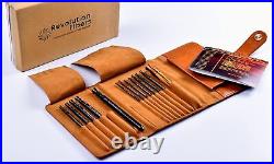 Artisan Ebony Wood Crochet Hooks Set with Leather Carrying Case incl. 13 Cr