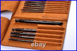 Artisan Ebony Wood Crochet Hooks Set with Leather Carrying Case incl. 13 Cr