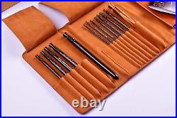 Artisan Ebony Wood Crochet Hooks Set with Leather Carrying Case incl. 13 Cr