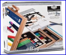 Artist 124-Piece Sketch Drawing Easel Carry Along Wooden Breif Case Storage Box