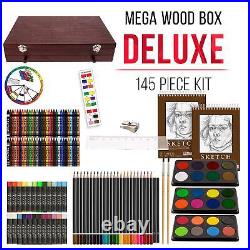 Artistic Masterpiece 145-Piece Mega Wood Box Painting and Drawing Set Storage