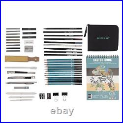 Artistic Sketch Pro Set 50Pcs Sketching Pencils Kit with Travel Case & Sketch