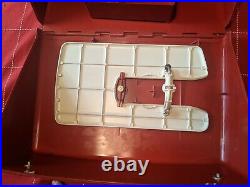 BERNINA 830 Record Sewing Machine Red Hard Plastic Carrying Case with extras
