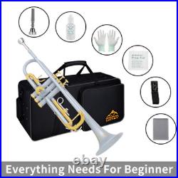 Bb Trumpet Set with Carrying Case Gloves 7C Mouthpiece Cleaning Kit Tuning Rod