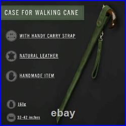 Beautiful Green Covers Bag For Walking Stick Cane Storage Handmade Leather Gift