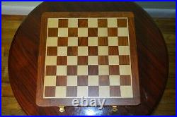 Beautiful Hand Crafted Wooden Chess Board Box with Pieces and Carrying Case