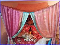 Bed Canopy Silk Sari Colorful Bed Canopy Drapes Vintage fabric Canopy