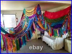 Bed canopy Silk Bohemian Curtain hippie wall Decor quiet space Boho tent