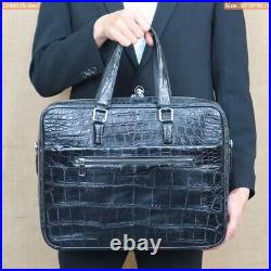 Black Cro alli. Leather skin document bag, briefcase bag laptop bag for men