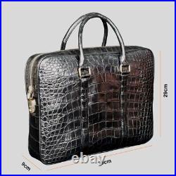 Black Crocodile alligator leather skin document bag, briefcase for men and women