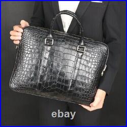Black Crocodile alligator leather skin document bag, briefcase for men and women