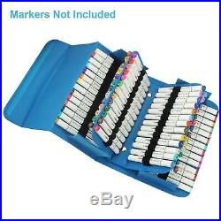 (Blue) NIUTOP 80 Slots Marker Pen Case Markers Carrying Bag Holder for
