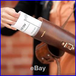 Blueprint Artwork Map Handsewn Leather Tube Carrying Case (Dark Brown)