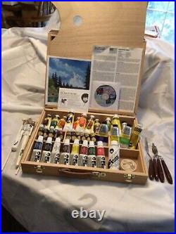 Bob Ross Artist Oil Paint Set Wood Carry Case and Palette / Oil & Acrylic Paints