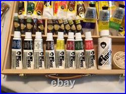 Bob Ross Artist Oil Paint Set Wood Carry Case and Palette / Oil & Acrylic Paints